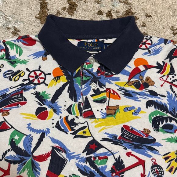 Polo Ralph Lauren Classic Fit Shirt Polo Bear Surf Nautical AOP Size Large - Picture 3 of 8